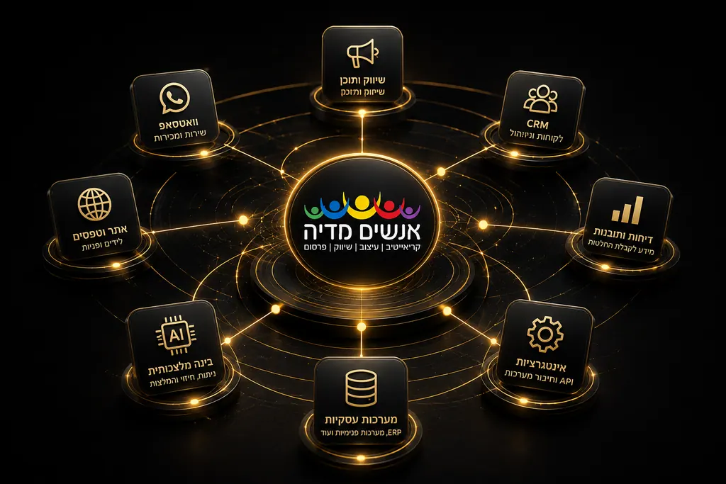 מערכות עסקיות מחוברות בתהליך אוטומציה מרכזי